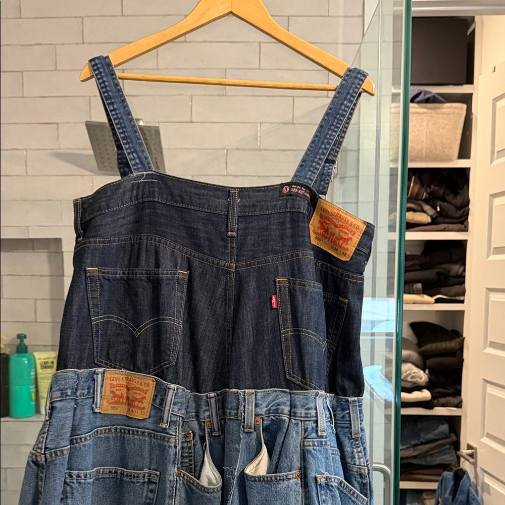Patchwork Denim Overalls Maxi Dress - Blue - Picture 5 of 8